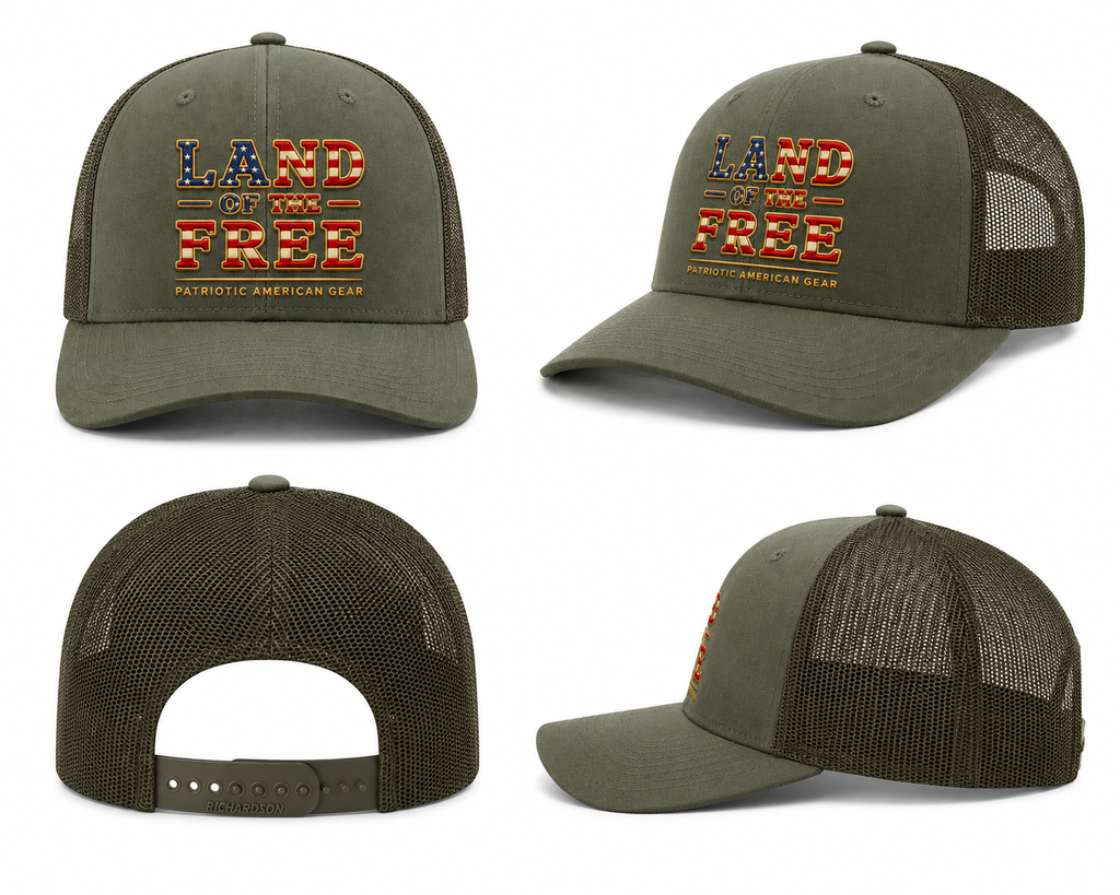 LAND OF THE FREE Trucker Hat | Patriotic American Gear Richardson 112 Snapback