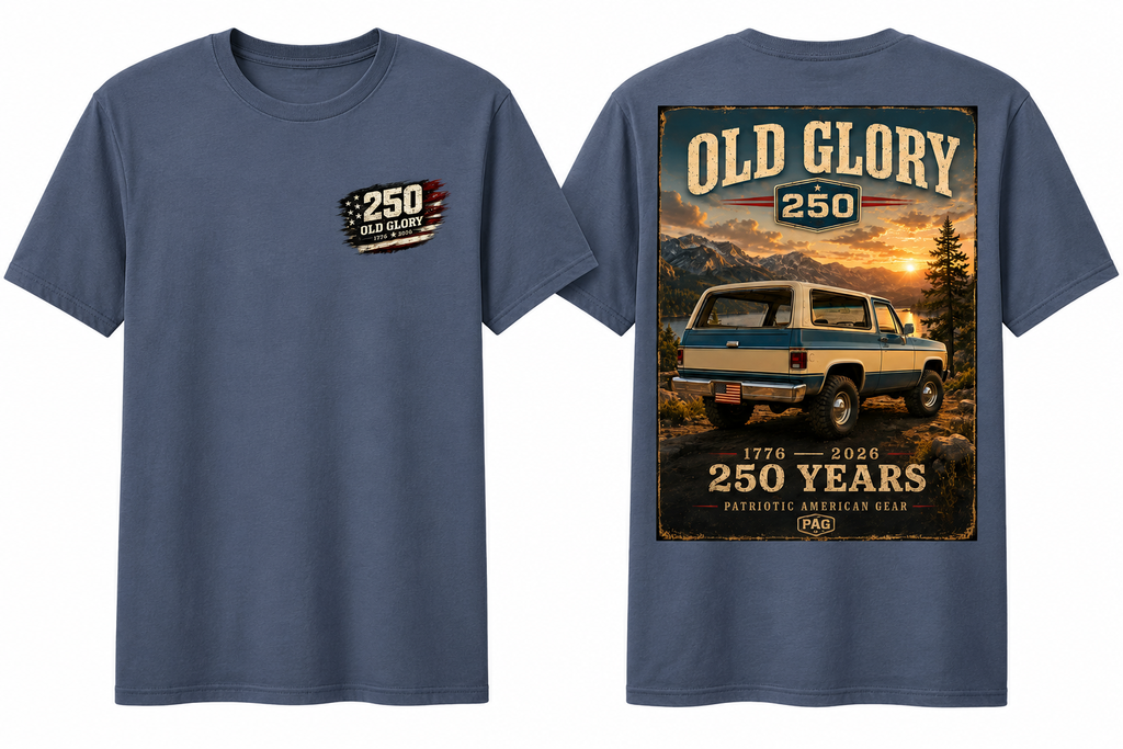 Old Glory 250 Years T-Shirt | America's 250th Anniversary Heritage Graphic Tee