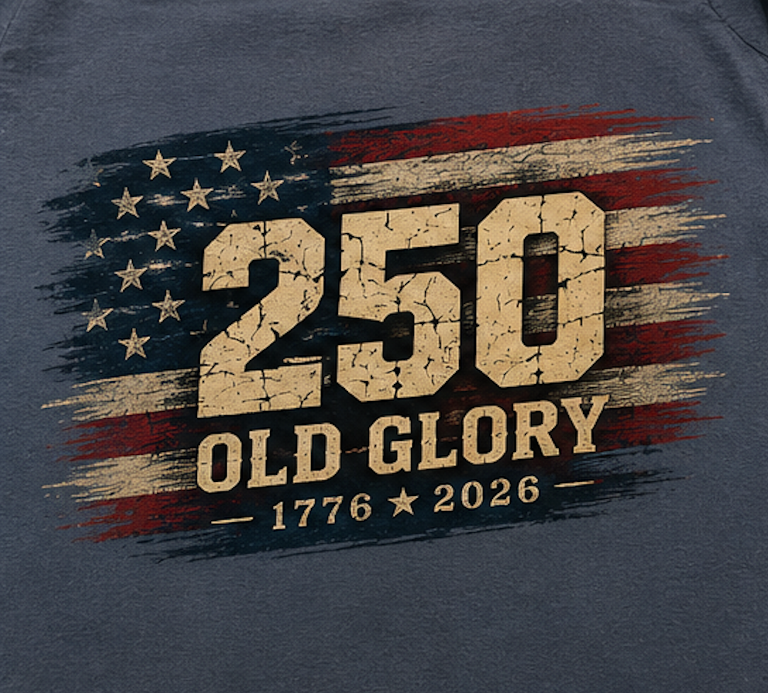 Old Glory 250 Years T-Shirt | America's 250th Anniversary Heritage Graphic Tee
